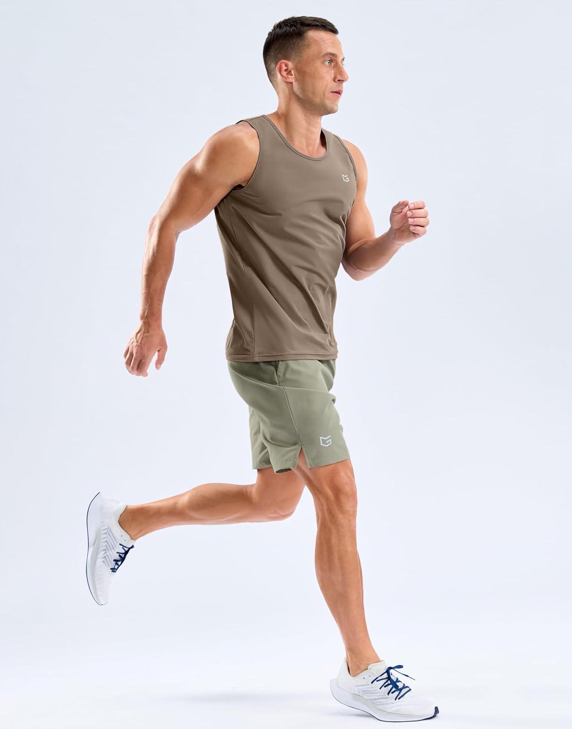 imageG Gradual Mens Workout Tank Tops Sleeveless Muscle Shirts Summer UPF 50 Quick Dry Shirts for Men Athletic Running GymTaupe