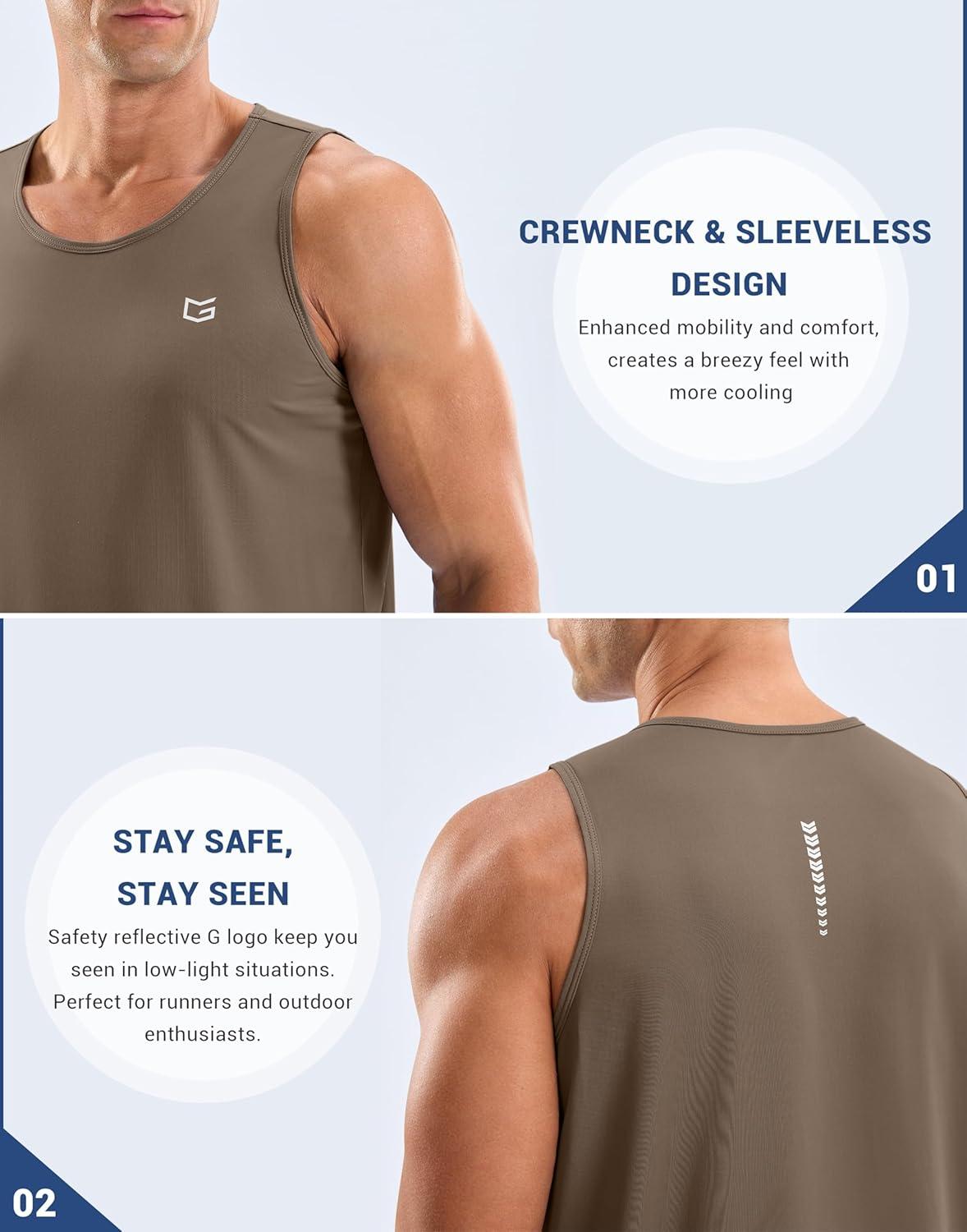 imageG Gradual Mens Workout Tank Tops Sleeveless Muscle Shirts Summer UPF 50 Quick Dry Shirts for Men Athletic Running GymTaupe