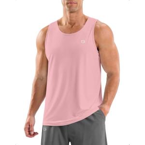 G Gradual Men’s Workout Tank Tops Sleeveless Muscle Shirts Summer UPF 50+ Quick Dry Shirts for Men Athletic Running Gym(Pink)