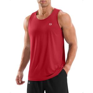 G Gradual Men’s Workout Tank Tops Sleeveless Muscle Shirts Summer UPF 50+ Quick Dry Shirts for Men Athletic Running Gym(Red)
