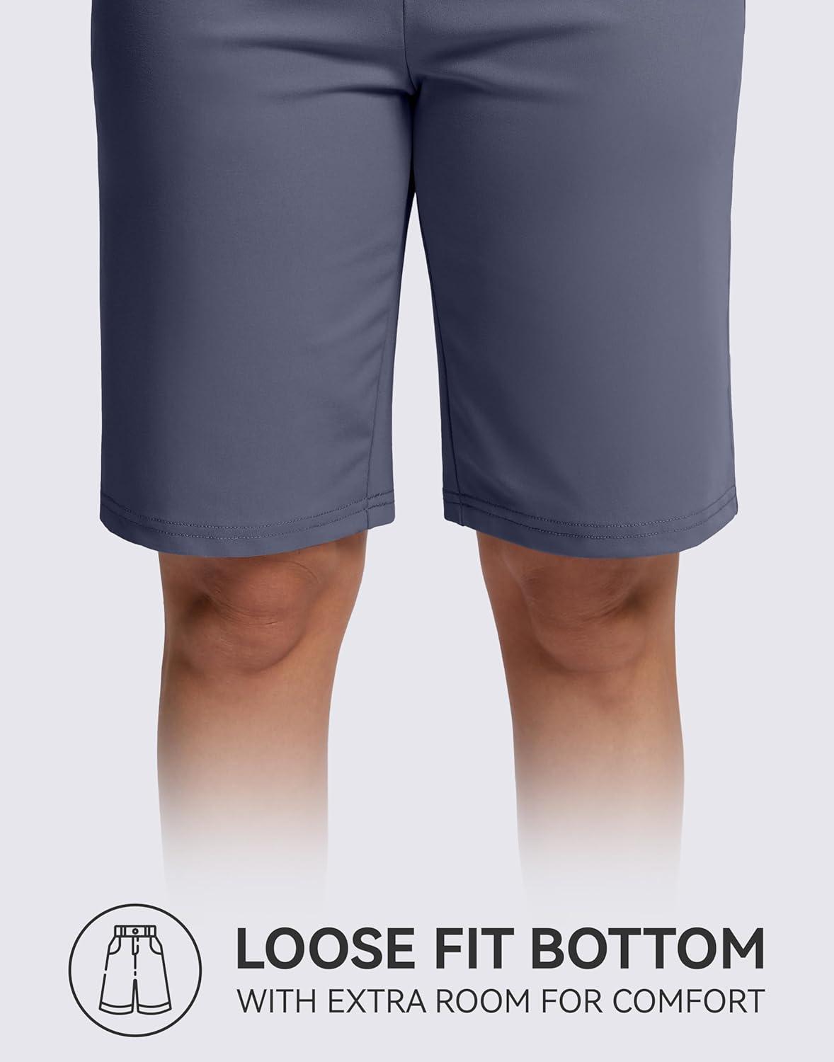 imageG GRADUAL Bermuda Shorts for Women with Pockets 10 Knee Length Womens High Waisted Long Shorts for Walking Athletic WorkoutDusty Blue