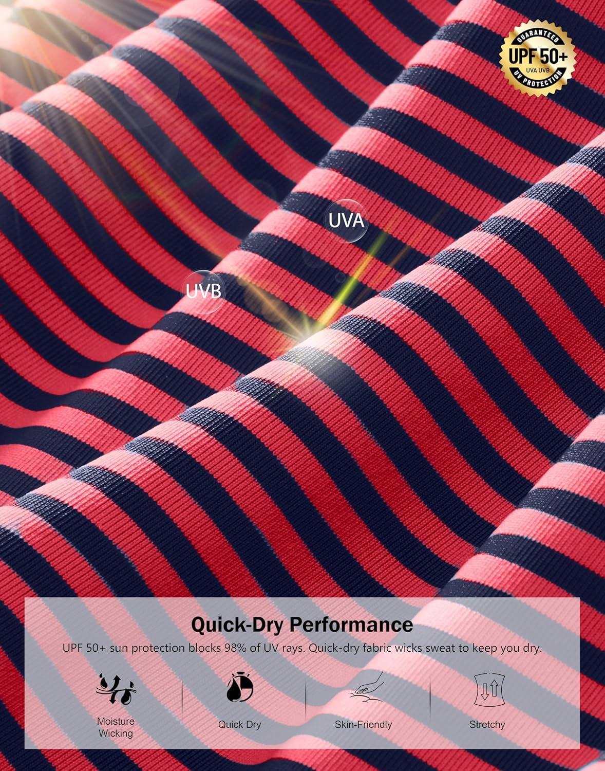 imageG Gradual Mens Golf Polo Shirt Moisture Wicking Performance Sport Short Sleeve Striped Golf ShirtRed Navy Stripe