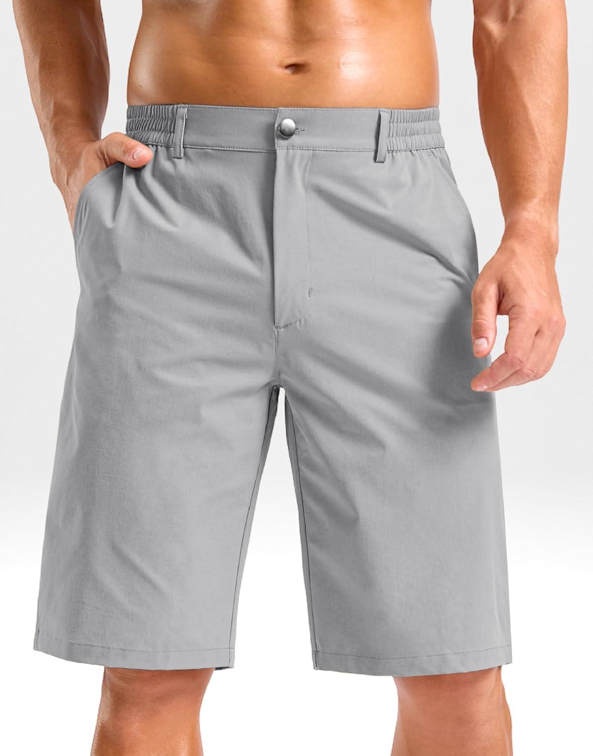 imageG Gradual Mens Shorts 11 Lightweight Casual Shorts for Men with 3 Pockets Summer Quick Dry Breathable Golf ShortsHeather Bright Grey