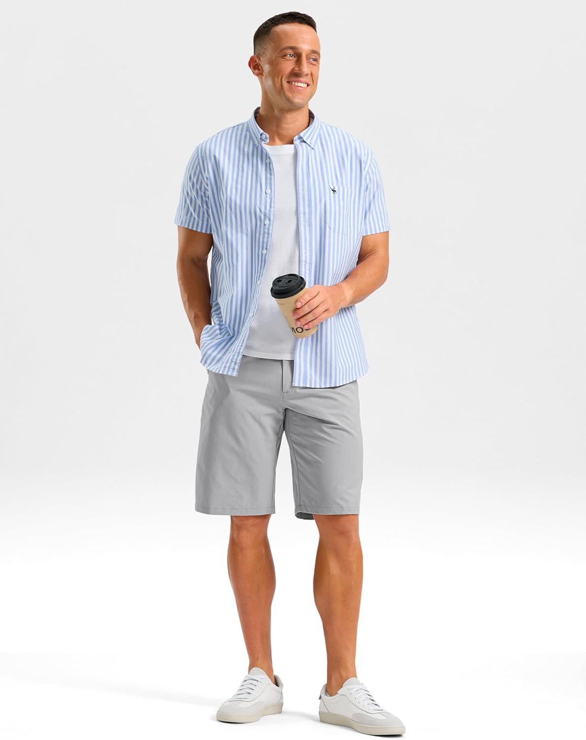 imageG Gradual Mens Shorts 11 Lightweight Casual Shorts for Men with 3 Pockets Summer Quick Dry Breathable Golf ShortsHeather Bright Grey