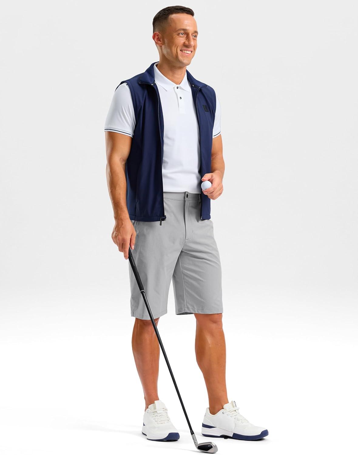 imageG Gradual Mens Shorts 11 Lightweight Casual Shorts for Men with 3 Pockets Summer Quick Dry Breathable Golf ShortsHeather Bright Grey