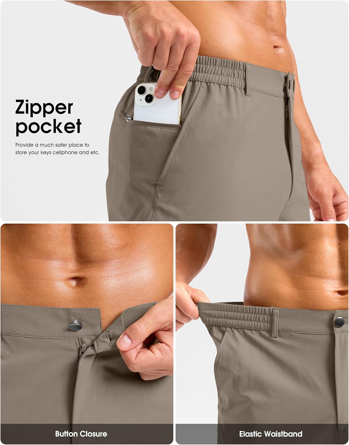 imageG Gradual Mens Shorts 11 Lightweight Casual Shorts for Men with 3 Pockets Summer Quick Dry Breathable Golf ShortsHeather Tan
