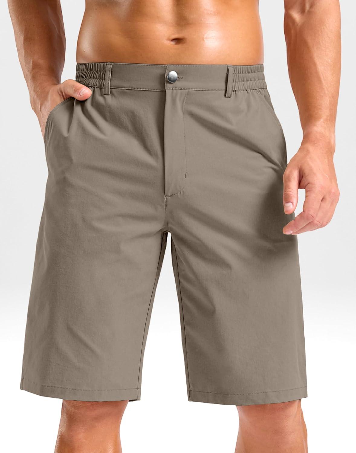 imageG Gradual Mens Shorts 11 Lightweight Casual Shorts for Men with 3 Pockets Summer Quick Dry Breathable Golf ShortsHeather Tan