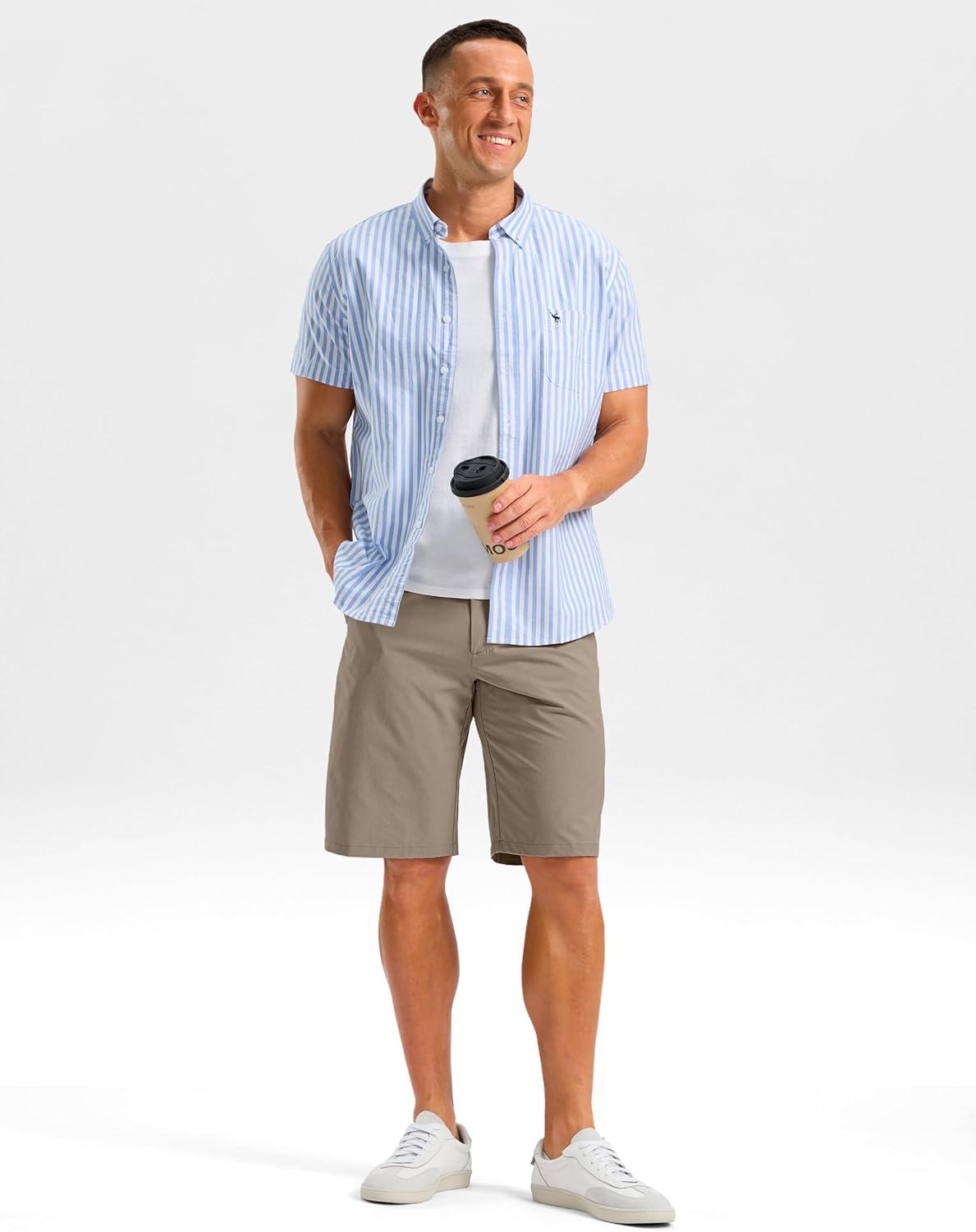 imageG Gradual Mens Shorts 11 Lightweight Casual Shorts for Men with 3 Pockets Summer Quick Dry Breathable Golf ShortsHeather Tan