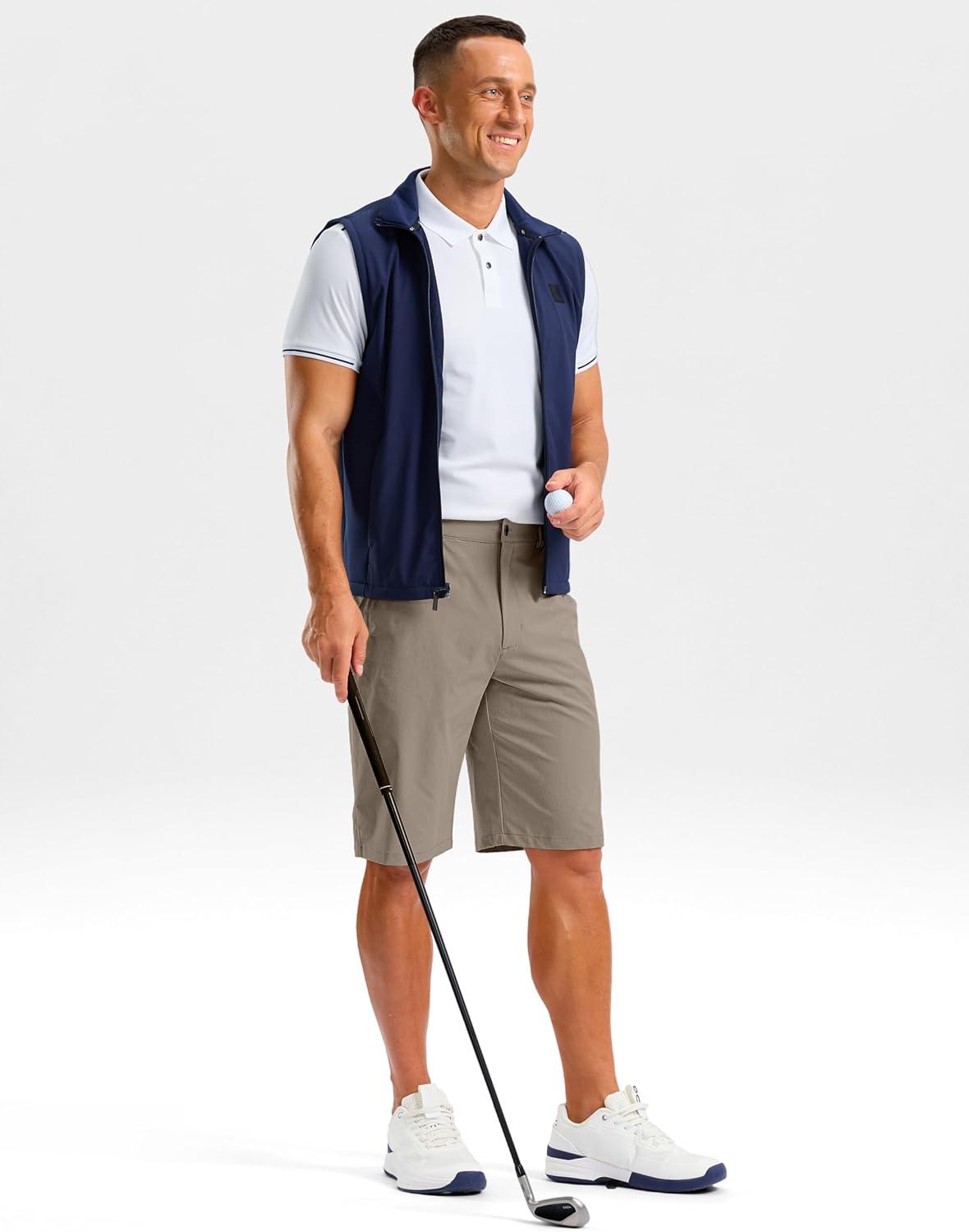 imageG Gradual Mens Shorts 11 Lightweight Casual Shorts for Men with 3 Pockets Summer Quick Dry Breathable Golf ShortsHeather Tan