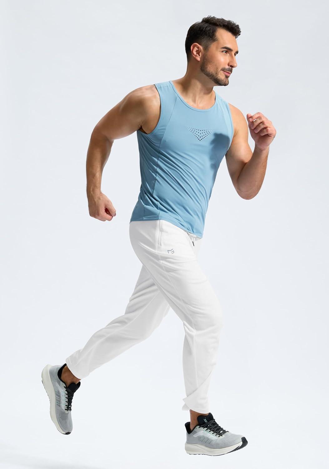 imageG Gradual Mens Sweatpants with Zipper Pockets Lightweight Mesh Athletic Pants for Men Open Bottom Workout Gym RunningWhite