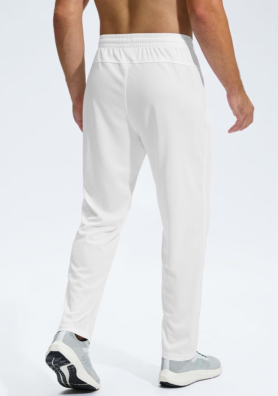 imageG Gradual Mens Sweatpants with Zipper Pockets Lightweight Mesh Athletic Pants for Men Open Bottom Workout Gym RunningWhite