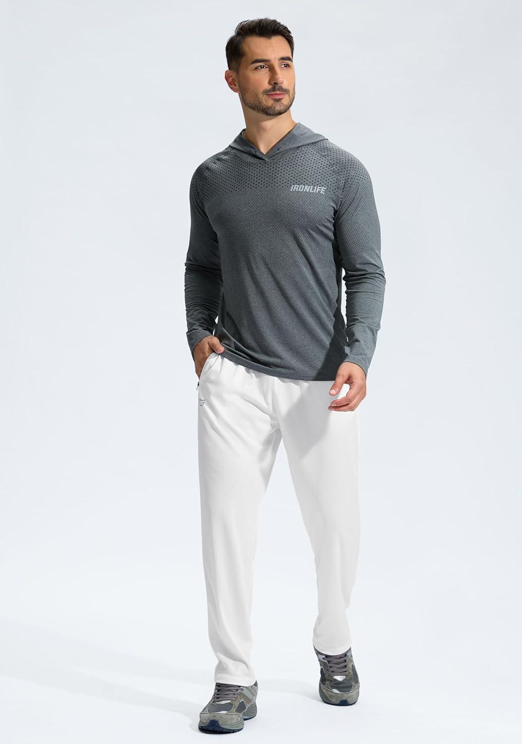 imageG Gradual Mens Sweatpants with Zipper Pockets Lightweight Mesh Athletic Pants for Men Open Bottom Workout Gym RunningWhite