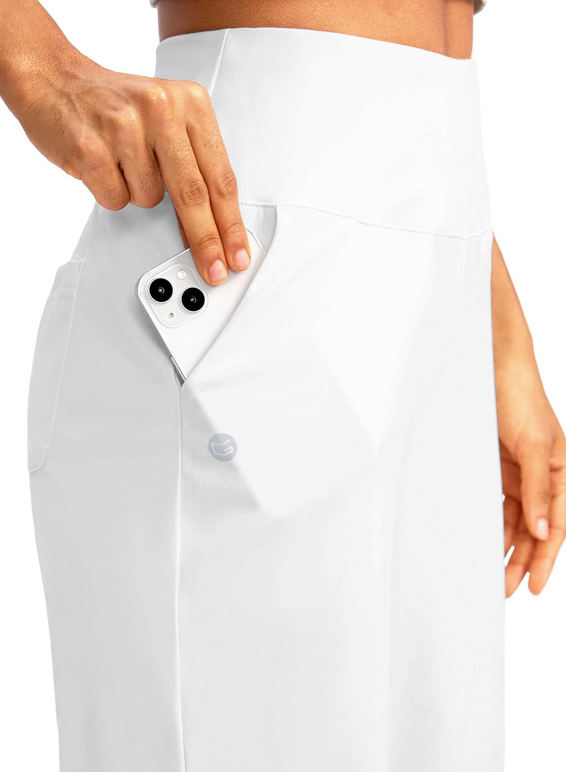 imageG Gradual Womens 12 Bermuda Long Shorts with Pockets High Waisted Stretch Knee Length Shorts for Women Summer WalkingCwhite