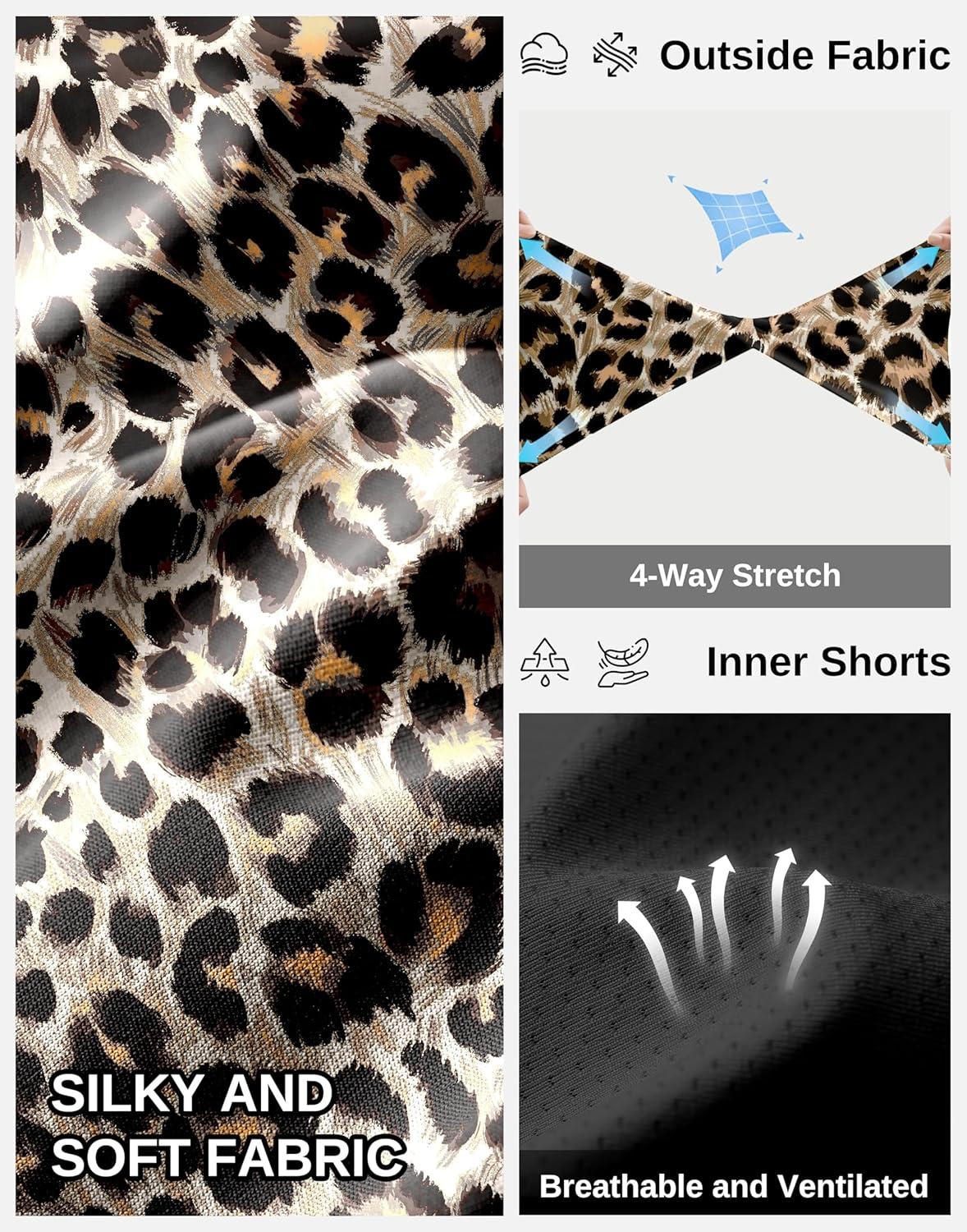 imageG Gradual Womens 20 Knee Length Golf Skirt Skort 4 Side Pockets Stretch High Waisted Tummy Control Skirt with ShortLeopard