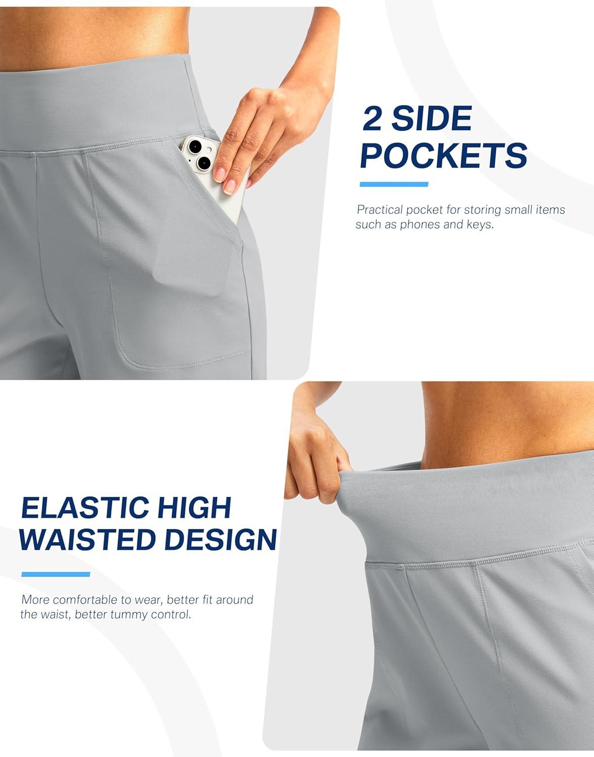 imageG Gradual Womens Athletic Shorts 6 High Waisted Stretchy Bermuda Shorts for Women Quick Dry Summer Casual ShortsBright Grey