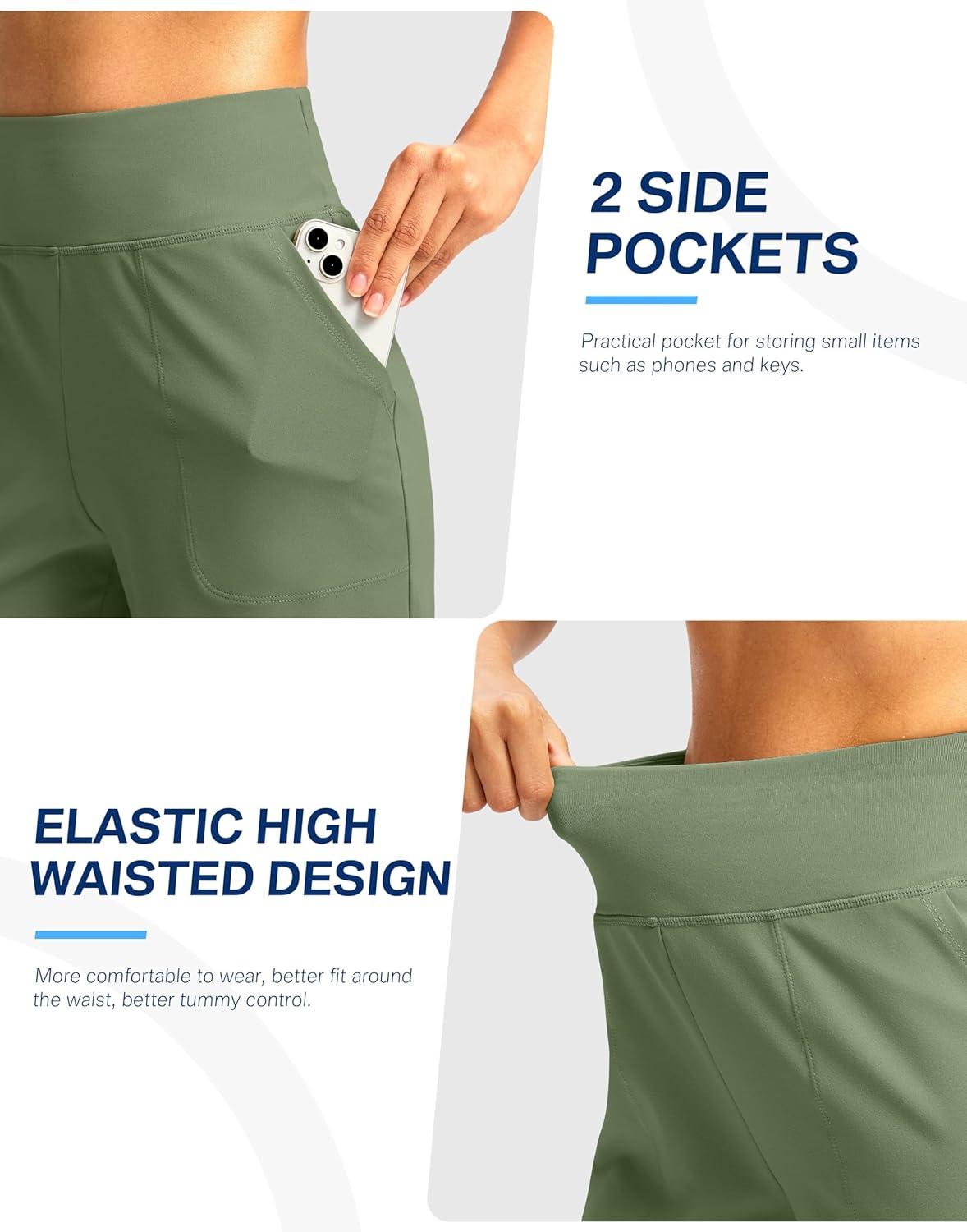 imageG Gradual Womens Athletic Shorts 6 High Waisted Stretchy Bermuda Shorts for Women Quick Dry Summer Casual ShortsLight Grey Sage