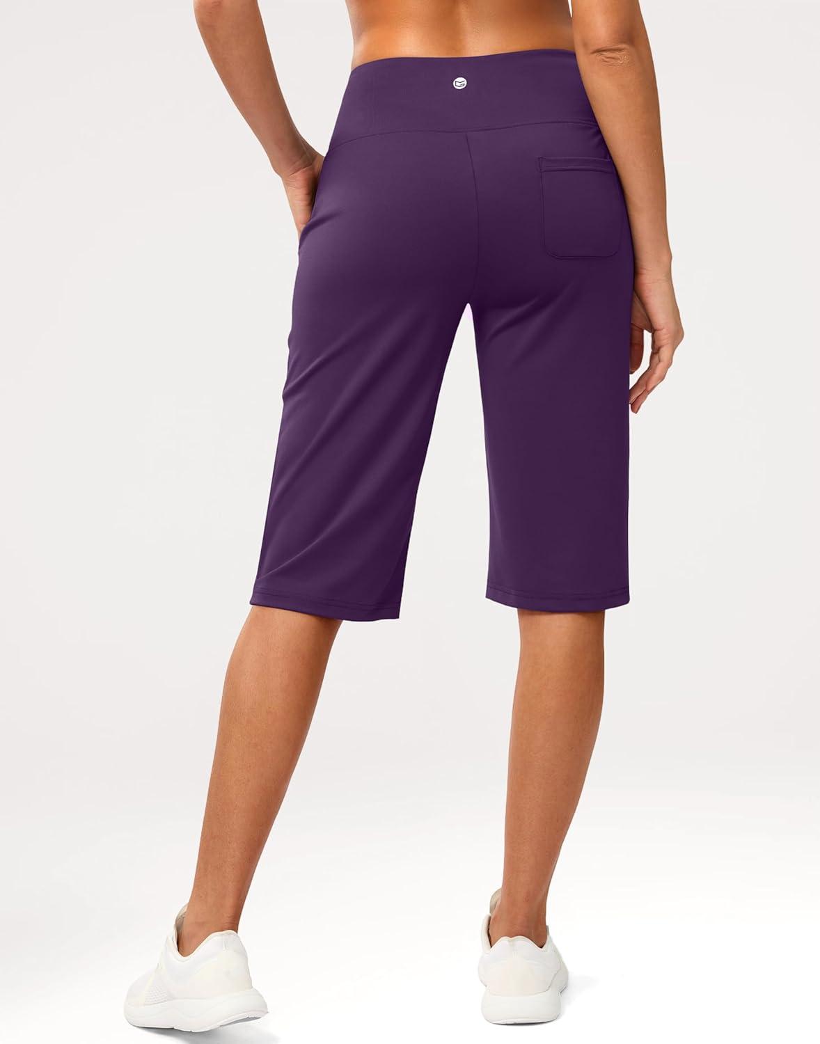 imageG Gradual Womens Bermuda Long Shorts 14 Knee Length Capris with Pockets High Waisted Athletic Casual Shorts for WomenDark Purple