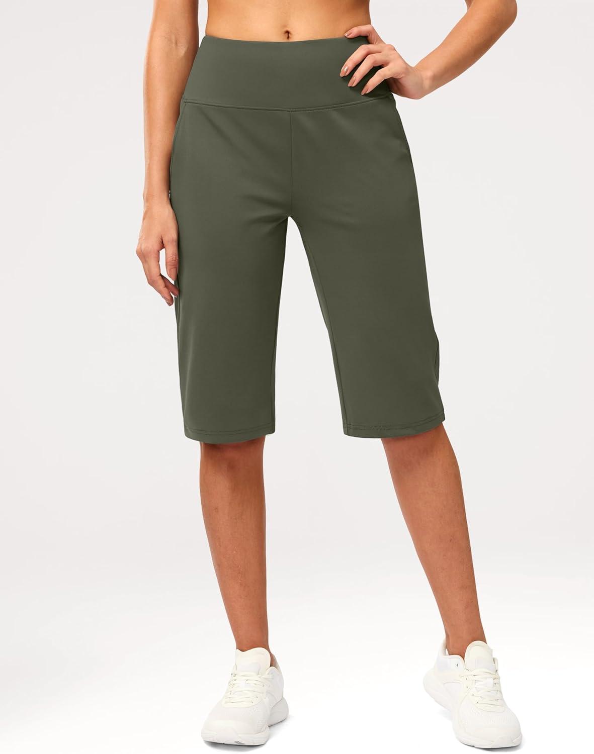 imageG Gradual Womens Bermuda Long Shorts 14 Knee Length Capris with Pockets High Waisted Athletic Casual Shorts for WomenSage