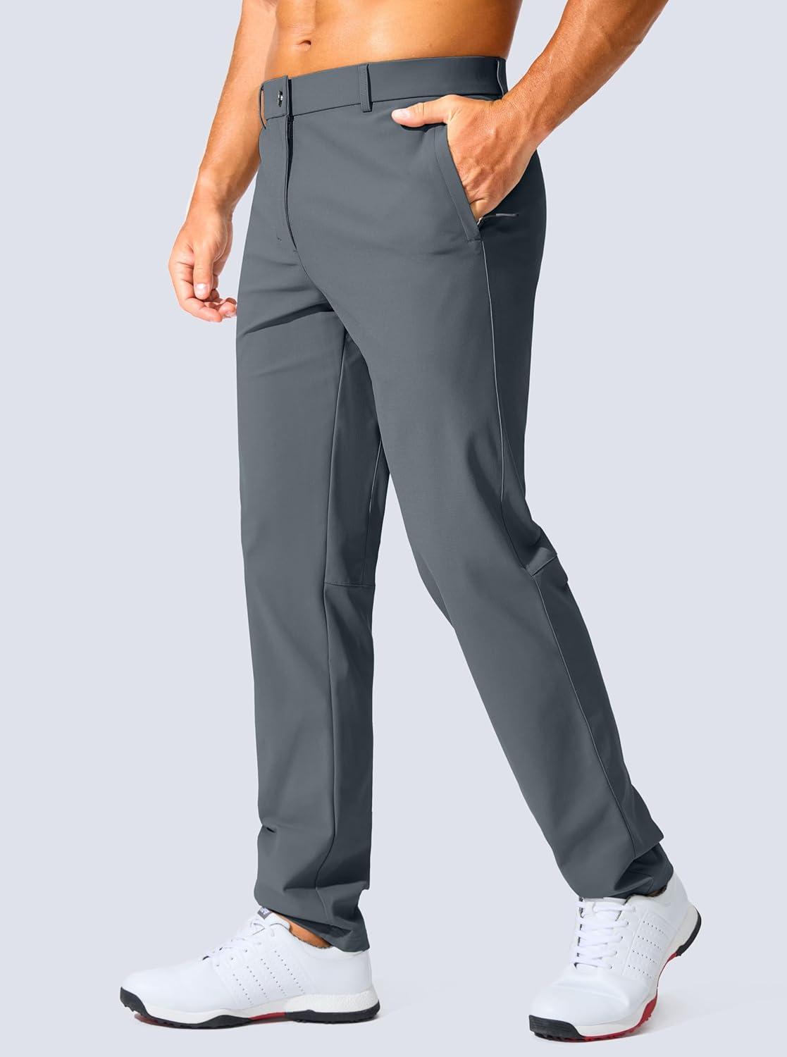 imageMens Golf Pants 303234 Slim Fit Stretch Lightweight Dress Pants for Men with Zipper Pockets Casual WorkDusty Blue