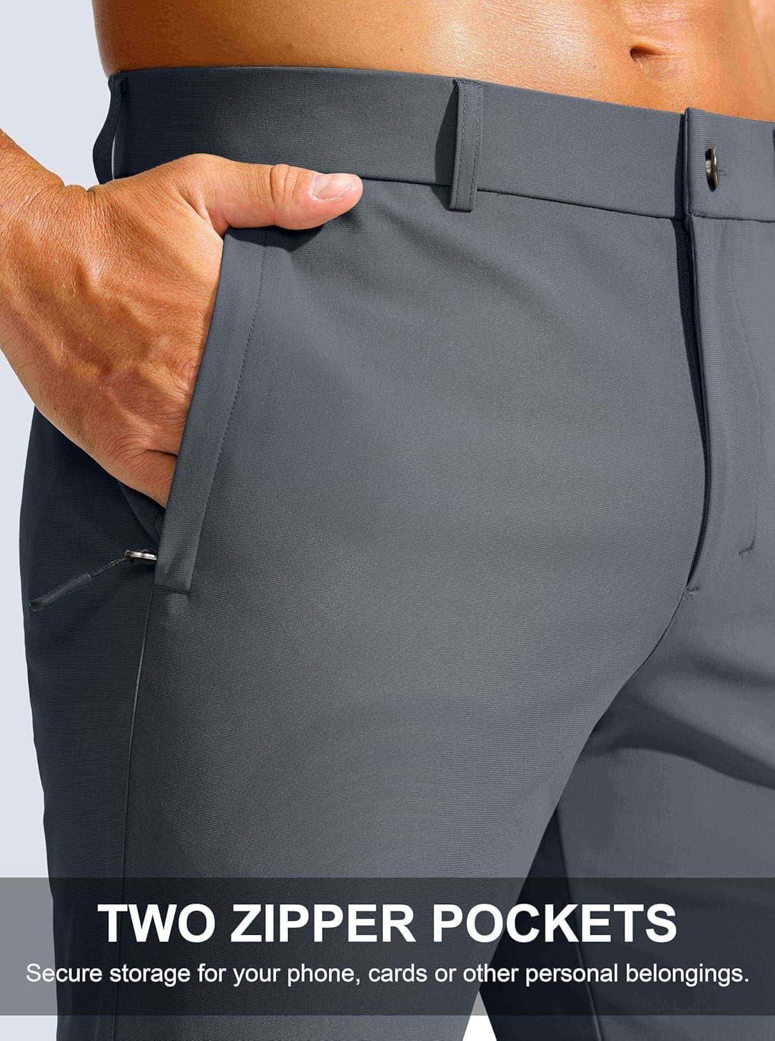imageMens Golf Pants 303234 Slim Fit Stretch Lightweight Dress Pants for Men with Zipper Pockets Casual WorkDusty Blue