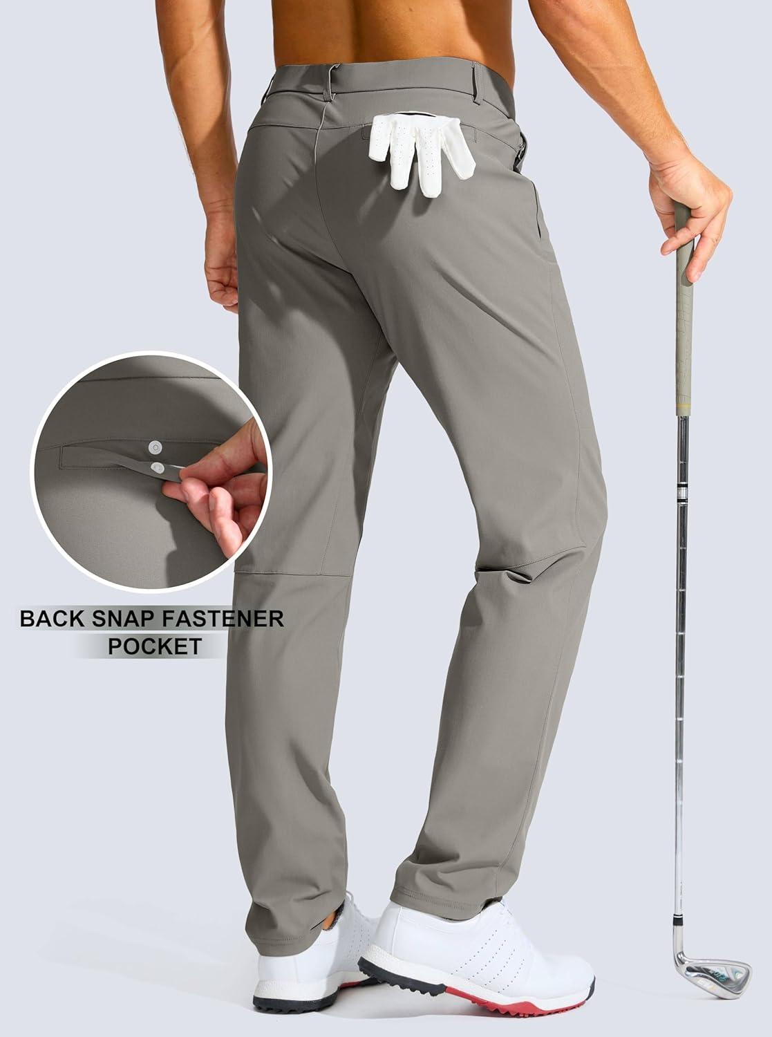 imageMens Golf Pants 303234 Slim Fit Stretch Lightweight Dress Pants for Men with Zipper Pockets Casual WorkLight Grey