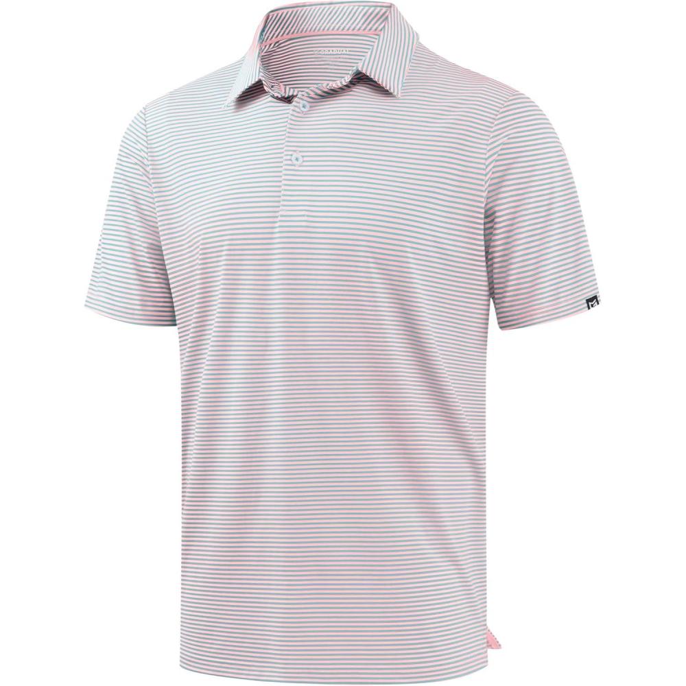 imageG Gradual Mens Golf Polo Shirt Moisture Wicking Performance Sport Short Sleeve Striped Golf ShirtLight Pink Blue Stripe