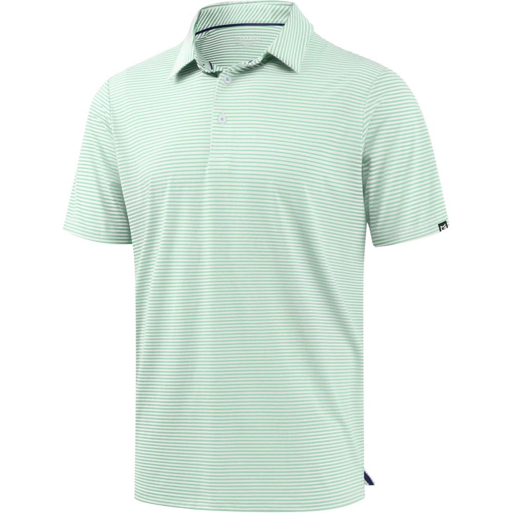 imageG Gradual Mens Golf Polo Shirt Moisture Wicking Performance Sport Short Sleeve Striped Golf ShirtMint Green Stripe