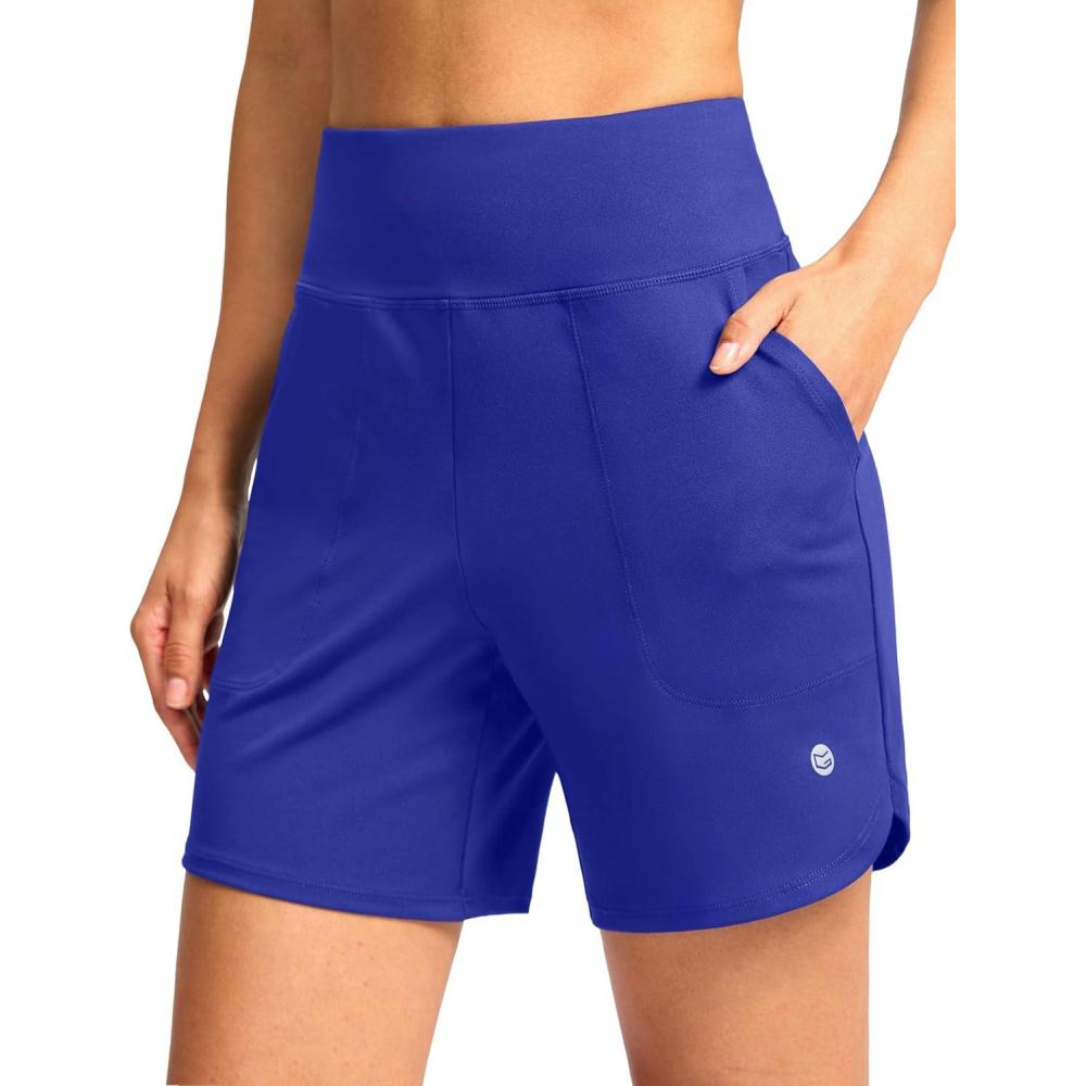 imageG Gradual Womens Athletic Shorts 6 High Waisted Stretchy Bermuda Shorts for Women Quick Dry Summer Casual ShortsRoyal Blue