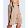 G Gradual Men’s 11″ Long Basketball Shorts with Zipper Pockets Drawstring Mesh Lightweight Gym Athletic Shorts for Men(Khaki)