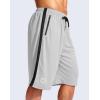 G Gradual Men’s 11″ Long Basketball Shorts with Zipper Pockets Drawstring Mesh Lightweight Gym Athletic Shorts for Men(Light Grey)