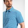 G Gradual Men’s Golf Polo Shirt Moisture Wicking Performance Sport Short Sleeve Striped Golf Shirt(Aqua Stripe)
