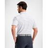 G Gradual Men’s Golf Polo Shirt Moisture Wicking Performance Sport Short Sleeve Striped Golf Shirt(Wide White Stripe)