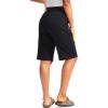 G Gradual Women’s 12″ Bermuda Long Shorts with Pockets High Waisted Stretch Knee Length Shorts for Women Summer Walking(Black)