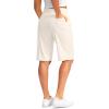 G Gradual Women’s 12″ Bermuda Long Shorts with Pockets High Waisted Stretch Knee Length Shorts for Women Summer Walking(White Apricot)