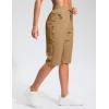 G Gradual Women’s 13″ Long Hiking Shorts with Zipper Pocket Lightweight Quick Dry Knee Length Bermuda Shorts for Women(Dark Khaki)