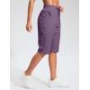 G Gradual Women’s 13″ Long Hiking Shorts with Zipper Pocket Lightweight Quick Dry Knee Length Bermuda Shorts for Women(Purple)