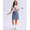 G Gradual Women’s 20″ Knee Length Golf Skirt Skort 4 Side Pockets Stretch High Waisted Tummy Control Skirt with Short(Light Grey Blue)