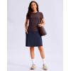 G Gradual Women’s 20″ Knee Length Golf Skirt Skort 4 Side Pockets Stretch High Waisted Tummy Control Skirt with Short(Navy)