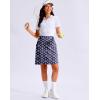 G Gradual Women’s 20″ Knee Length Golf Skirt Skort 4 Side Pockets Stretch High Waisted Tummy Control Skirt with Short(Navy Circle)