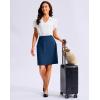 G Gradual Women’s 20″ Knee Length Golf Skirt Skort 4 Side Pockets Stretch High Waisted Tummy Control Skirt with Short(Ocean Blue)