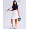 G Gradual Women’s 20″ Knee Length Golf Skirt Skort 4 Side Pockets Stretch High Waisted Tummy Control Skirt with Short(White)
