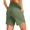 G Gradual Women’s Athletic Shorts 6″ High Waisted Stretchy Bermuda Shorts for Women Quick Dry Summer Casual Shorts(Light Grey Sage)