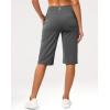 G Gradual Women’s Bermuda Long Shorts 14″ Knee Length Capris with Pockets High Waisted Athletic Casual Shorts for Women(Charcoal)