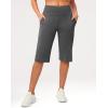 G Gradual Women’s Bermuda Long Shorts 14″ Knee Length Capris with Pockets High Waisted Athletic Casual Shorts for Women(Charcoal)