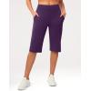 G Gradual Women’s Bermuda Long Shorts 14″ Knee Length Capris with Pockets High Waisted Athletic Casual Shorts for Women(Dark Purple)