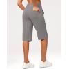 G Gradual Women’s Bermuda Long Shorts 14″ Knee Length Capris with Pockets High Waisted Athletic Casual Shorts for Women(Light Grey)