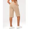 G Gradual Women’s Bermuda Long Shorts 14″ Knee Length Capris with Pockets High Waisted Athletic Casual Shorts for Women(Light Khaki)