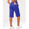 G Gradual Women’s Bermuda Long Shorts 14″ Knee Length Capris with Pockets High Waisted Athletic Casual Shorts for Women(Royal Blue)