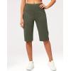 G Gradual Women’s Bermuda Long Shorts 14″ Knee Length Capris with Pockets High Waisted Athletic Casual Shorts for Women(Sage)