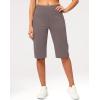 G Gradual Women’s Bermuda Long Shorts 14″ Knee Length Capris with Pockets High Waisted Athletic Casual Shorts for Women(Taupe)